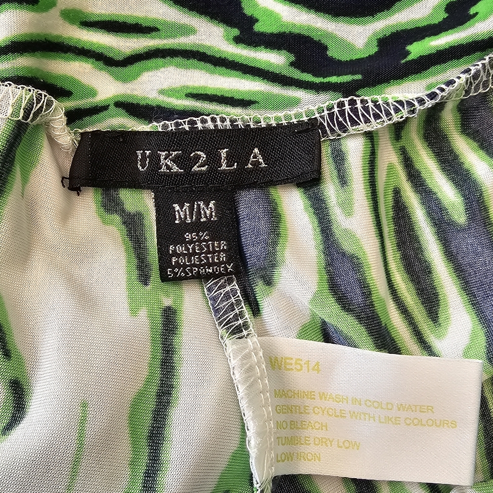 UK2LA Vibrant Green and Black Patterned Pants - Picture 6 of 6